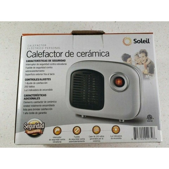 Soleil Personal Ceramic Mini Heater 250W Indoor White Desktop Model MH-08W NEW - Picture 3 of 7